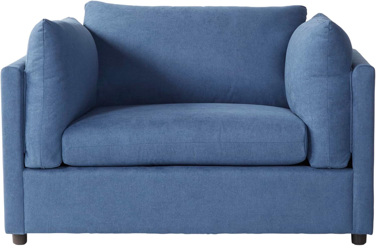 Roundhill Furniture Enda Oversized Living Room Pillow Back Cuddler Arm Chair with Ottoman, Image Navy