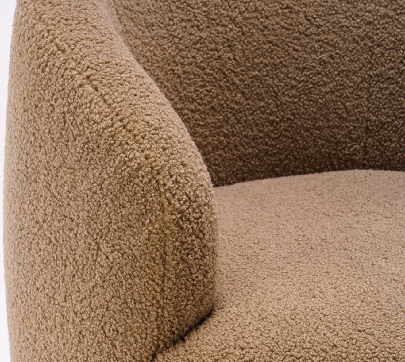 Set of 2 Teddy Fabric Swivel Accent Barrel Chair Armchair Upholstered Cozy Club Leisure Chair Single Sofa Reading Chair for Living Room Bedroom Conversation Areas Small Space (Coffee)