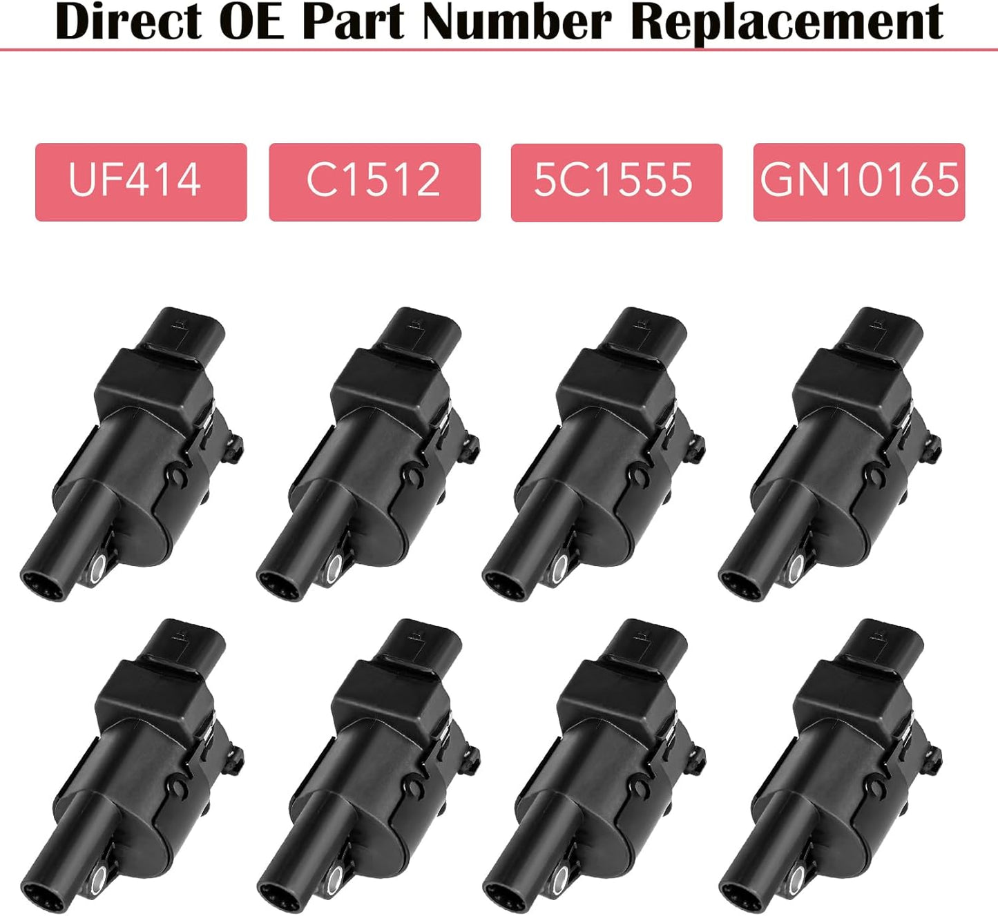 Set of 8 Round Ignition Coil Pack for 5.3 4.8 V8 Chevy Silverado Suburban Tahoe Avalanche GMC Yukon Sierra Canyon Savana 2007 2008 2009 2010 2011 2012 2013 2014 2015 2016 2017 Coils UF414