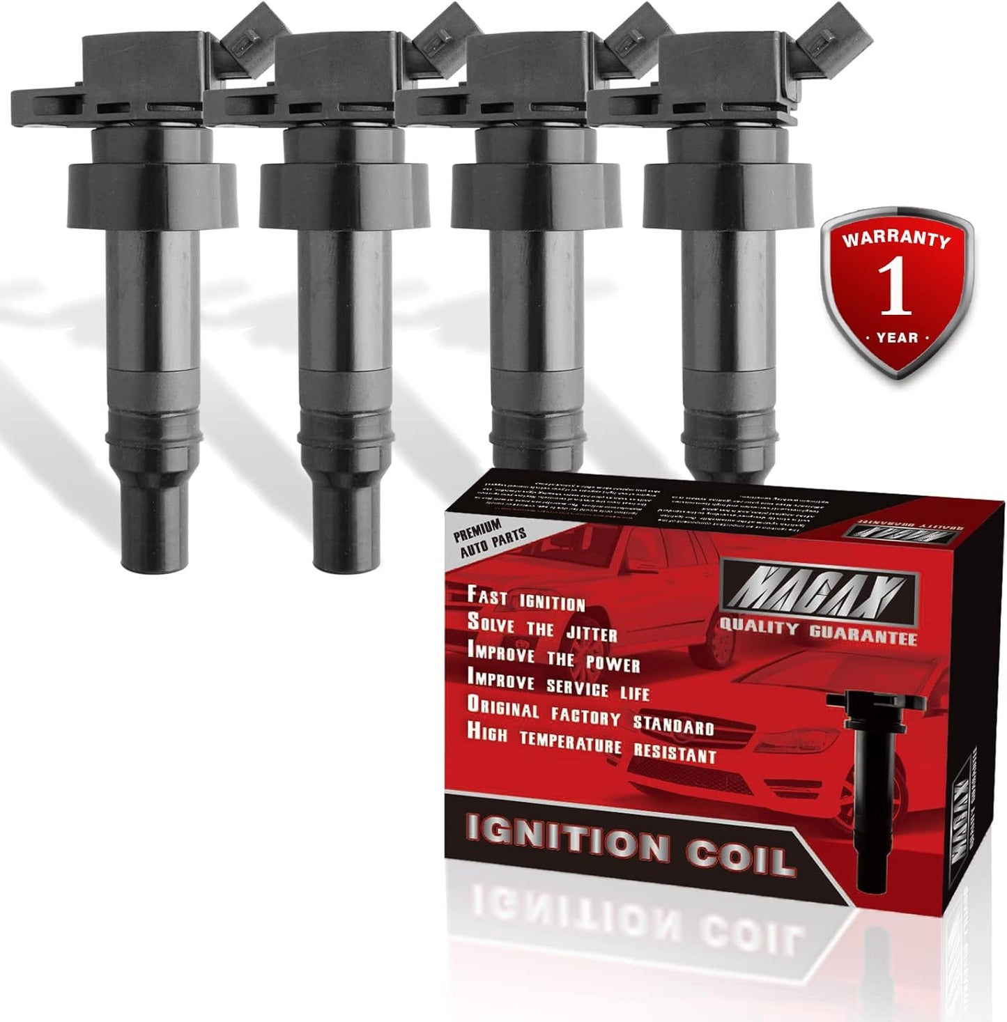 Set of 4 Ignition Coils UF652 C1803 Compatible with Hyundai Kia Dodge Accent Veloster Rio Soul Attitude - L4 1.6L