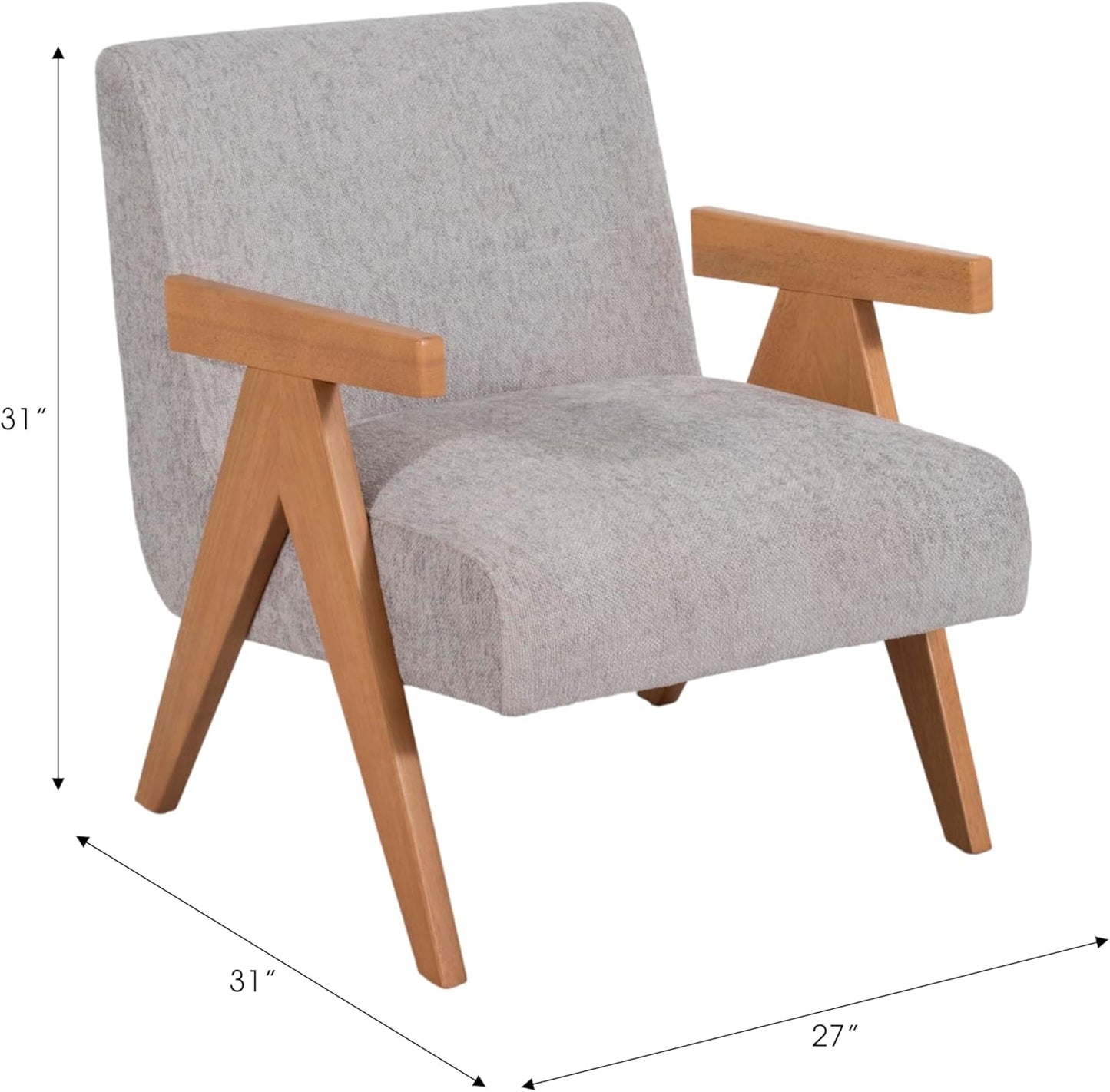 Sagebrook Home Modern Upholstered Accent Chair with Non-Woven Cushion & Sturdy Wooden Frame for Home, Office, Bedroom, Living Room - 31" Gray