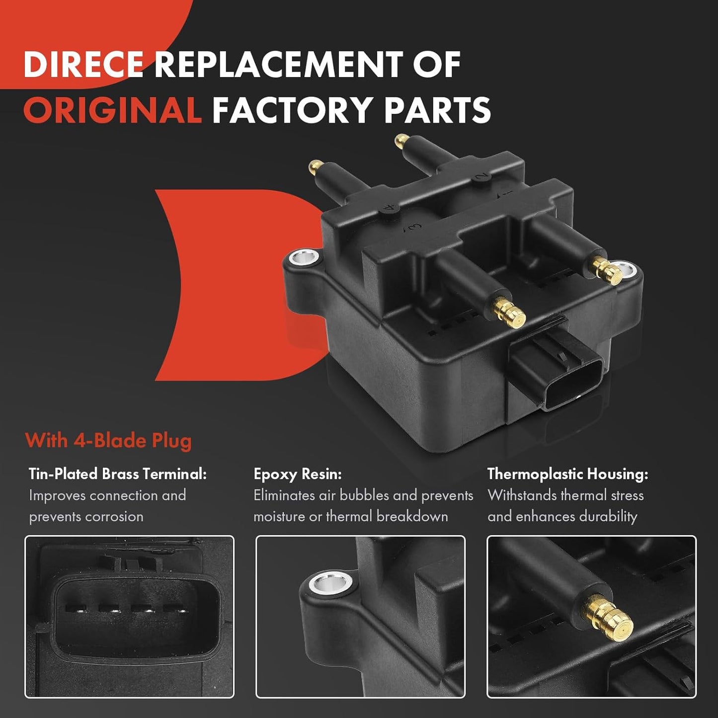 A-Premium 1 Ignition Coils with 4 Wire and 4 Iridium Spark Plugs Compatible with Subaru Outback 2004, Legacy 2004, Baja 2004-2006, 2.5L