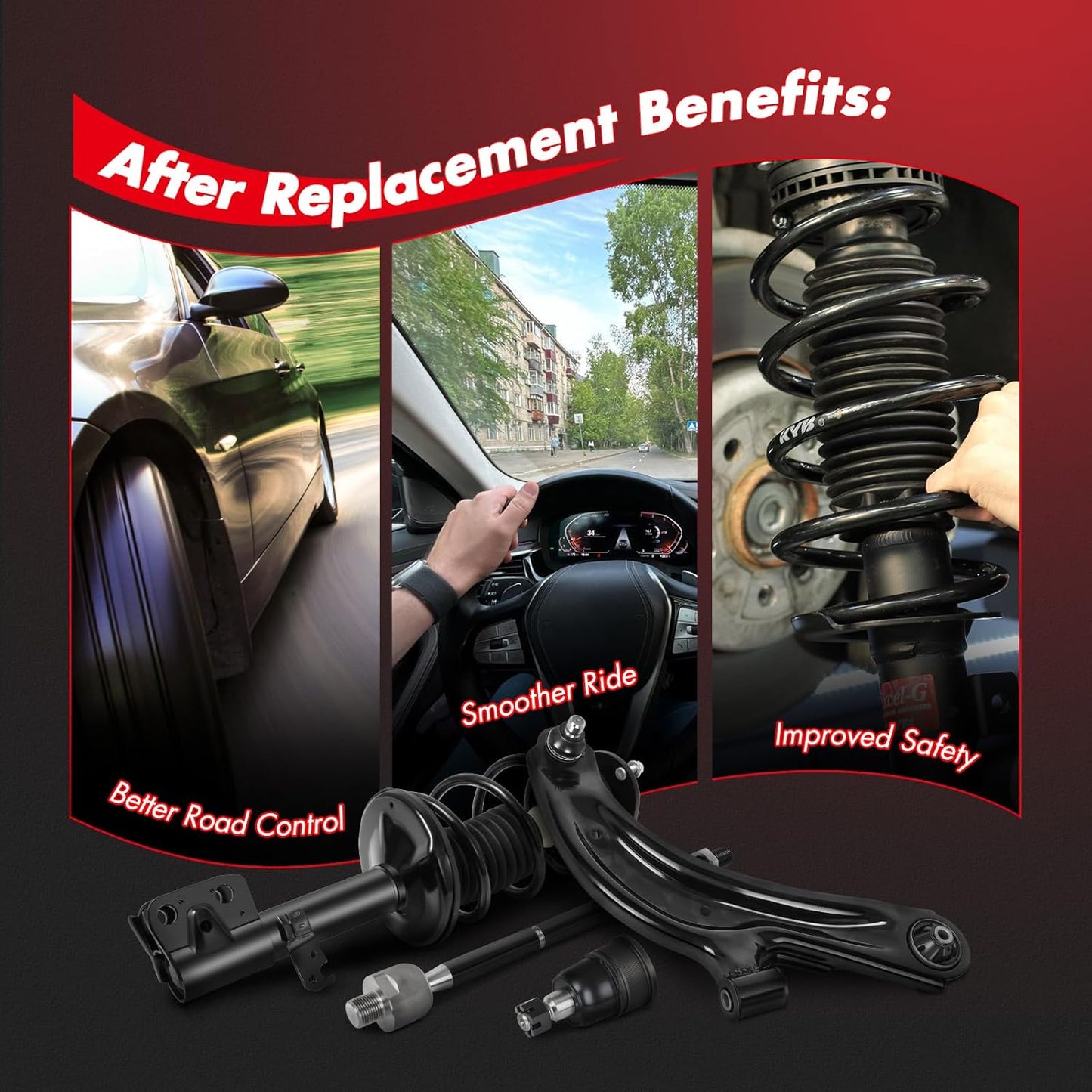 cciyu Complete Suspension Kit Fits 07 08 09 10 Sebring, 08 09 10 11 12 13 14 for Dodge Avenger Includes Strut Spring Assembly, Stabilizer Bar Link