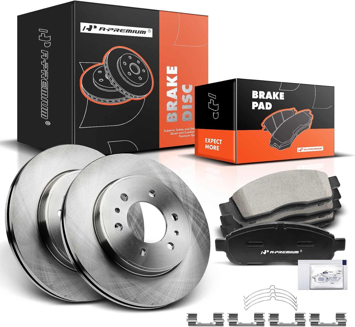 A-Premium 12.13 inch (308mm) Front Drilled and Slotted Disc Brake Rotors + Ceramic Pads Kit Compatible with Select Ford Models - For F-150 1997 1998 1999 2000 2001 2002 2003, 4WD 5-Lug, 6-PC Set