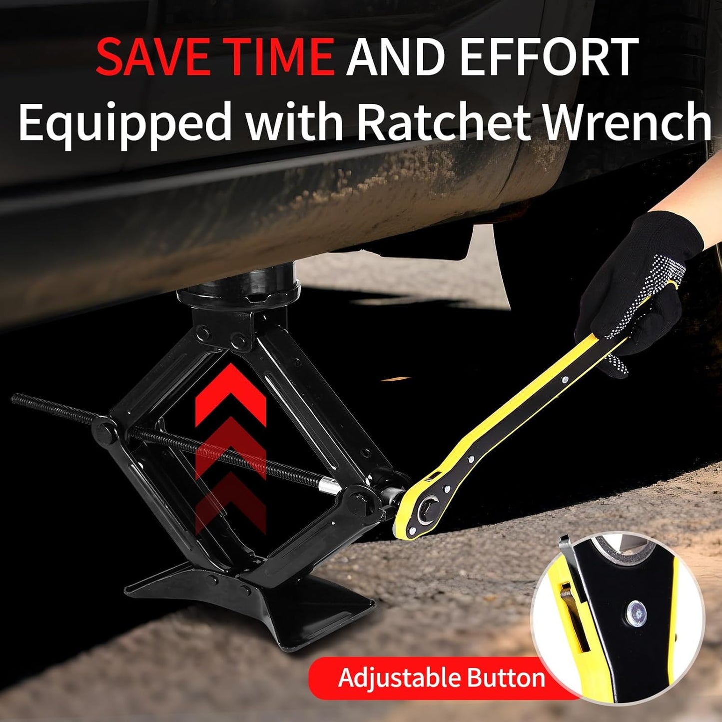 Car Jack Kit 2.5 Ton (5512 lbs),Scissor Jack for Car with Rubber Pad, Equipped with Upgraded Cross Wrench, Portable tire Jack Replacement kit, and SUV MPV car Emergency