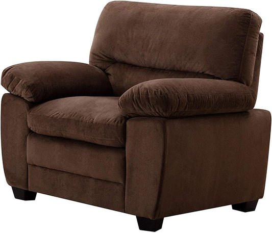 AC Pacific Andres Mid Century Modern Plush Velvet-Like Upholstered Living Room, Chair, Walnut Brown