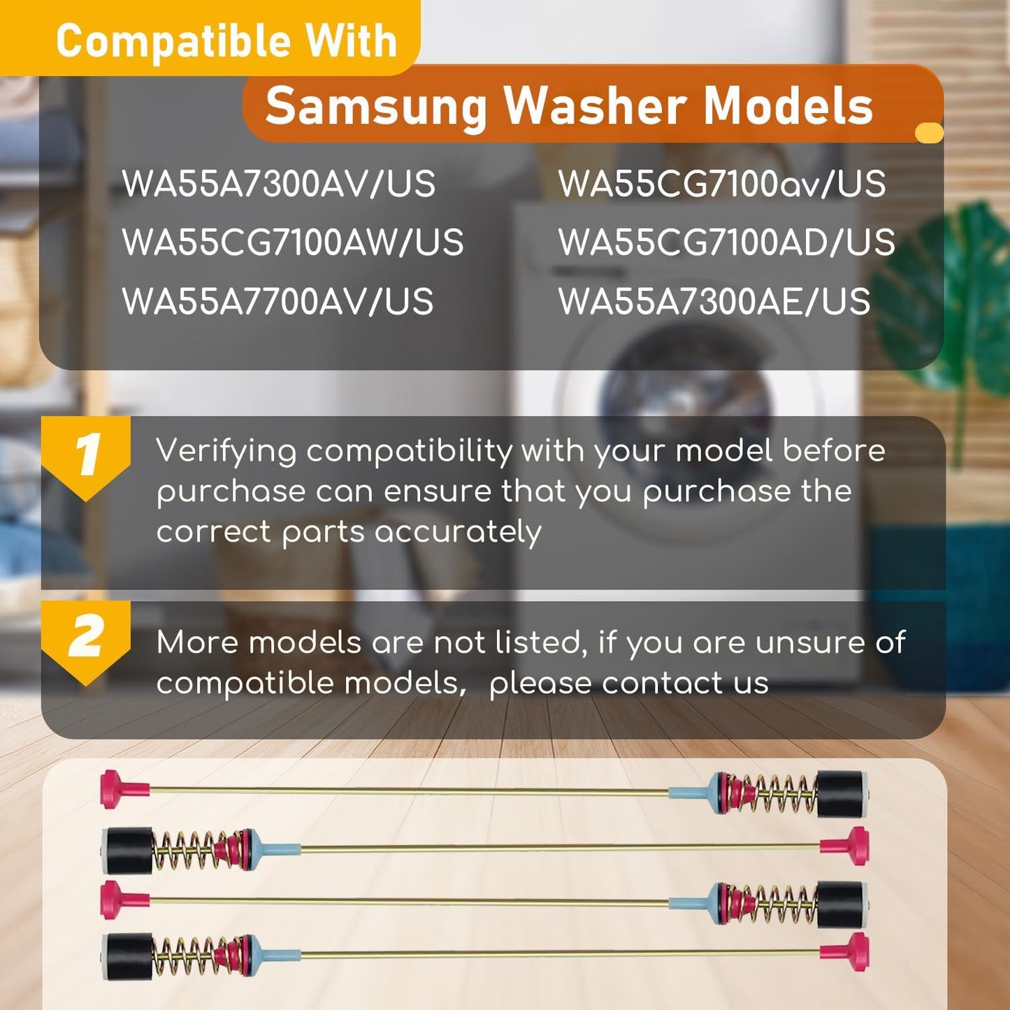 Casmer|DC97-16350Q WA55A7700AV Washer Suspension Rods for samsung Washer Suspension Rods, Part Number AP6806418, Fits for Samsung Models WA55CG7100AV, WA55A7300AE, WA55A7300AV, WA55CG7100AW