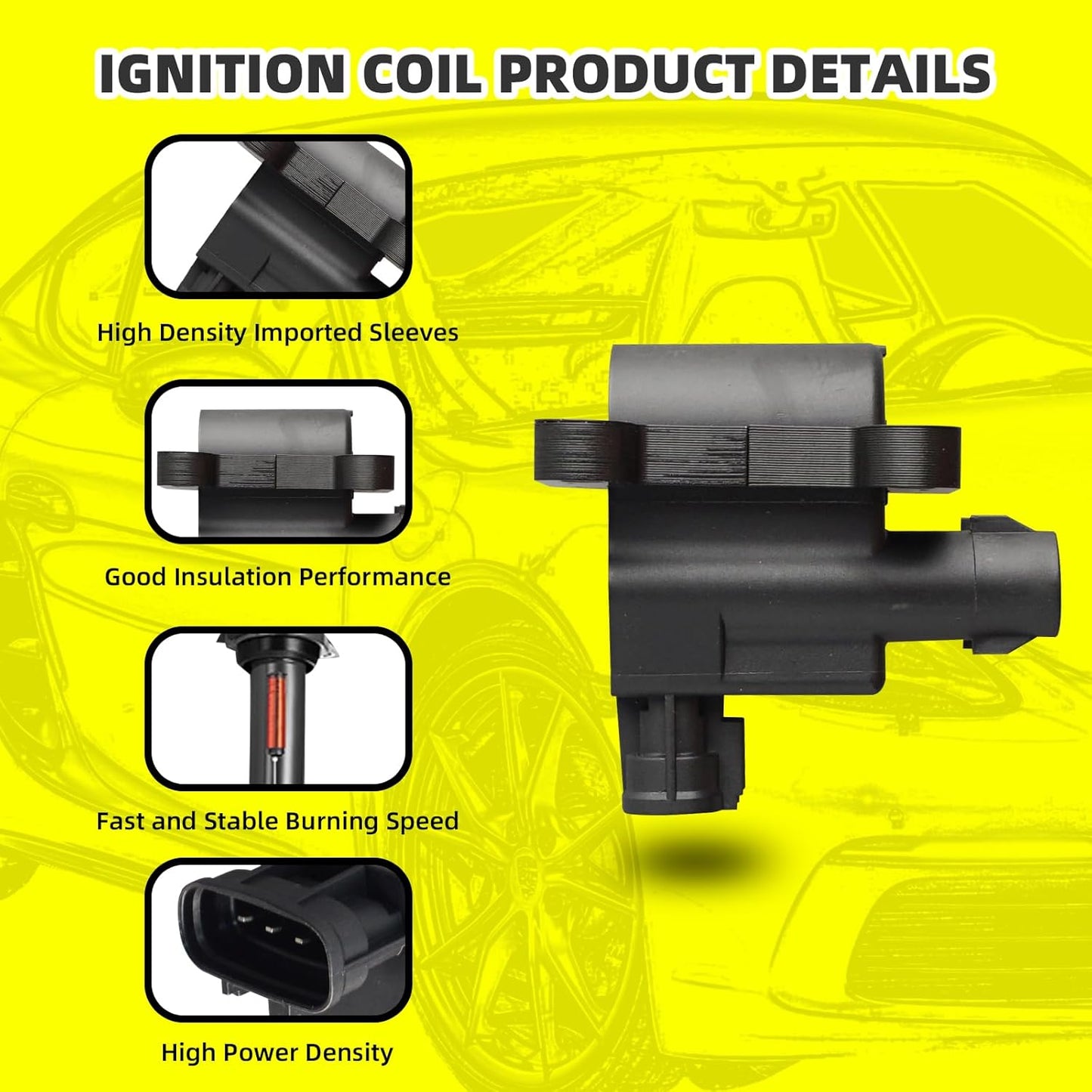 Set of 2 Ignition Coils Pack 90919-02224 UF246 & 4 PCS Iridium Spark Plugs with Wire Set Compatible with Chevrolet Prizm Toyota Corolla 1998 to 08/1999 1.8L L4
