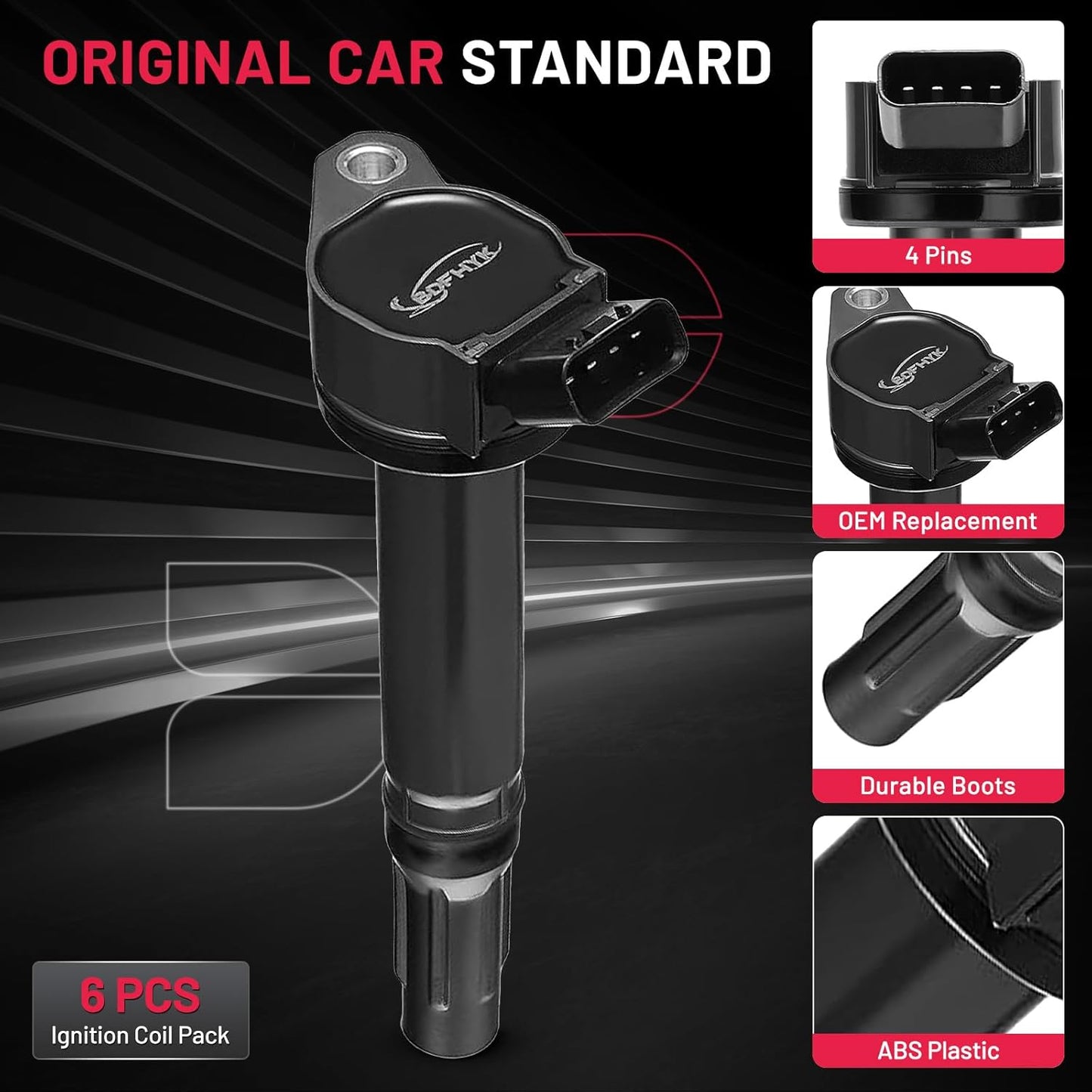 BDFHYK Ignition Coil UF487 Compatible with Lexus ES350 2007-2015 Lexus IS250 IS350 Lexus RX350 Toyota Avalon Camry Toyota RAV4 Sienna Toyota Coil Pack Coil for Lexus Lotus Evora 3.5L Set of 6