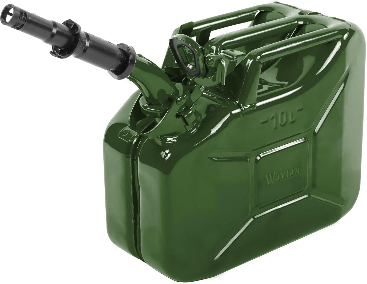 Wavian USA Authentic NATO Jerry Can and Spout System - Rust-Proof, EPA & CARB Compliant, Black, 20 Litre, Wavian 5 Gallon Gas Cans for Gasoline