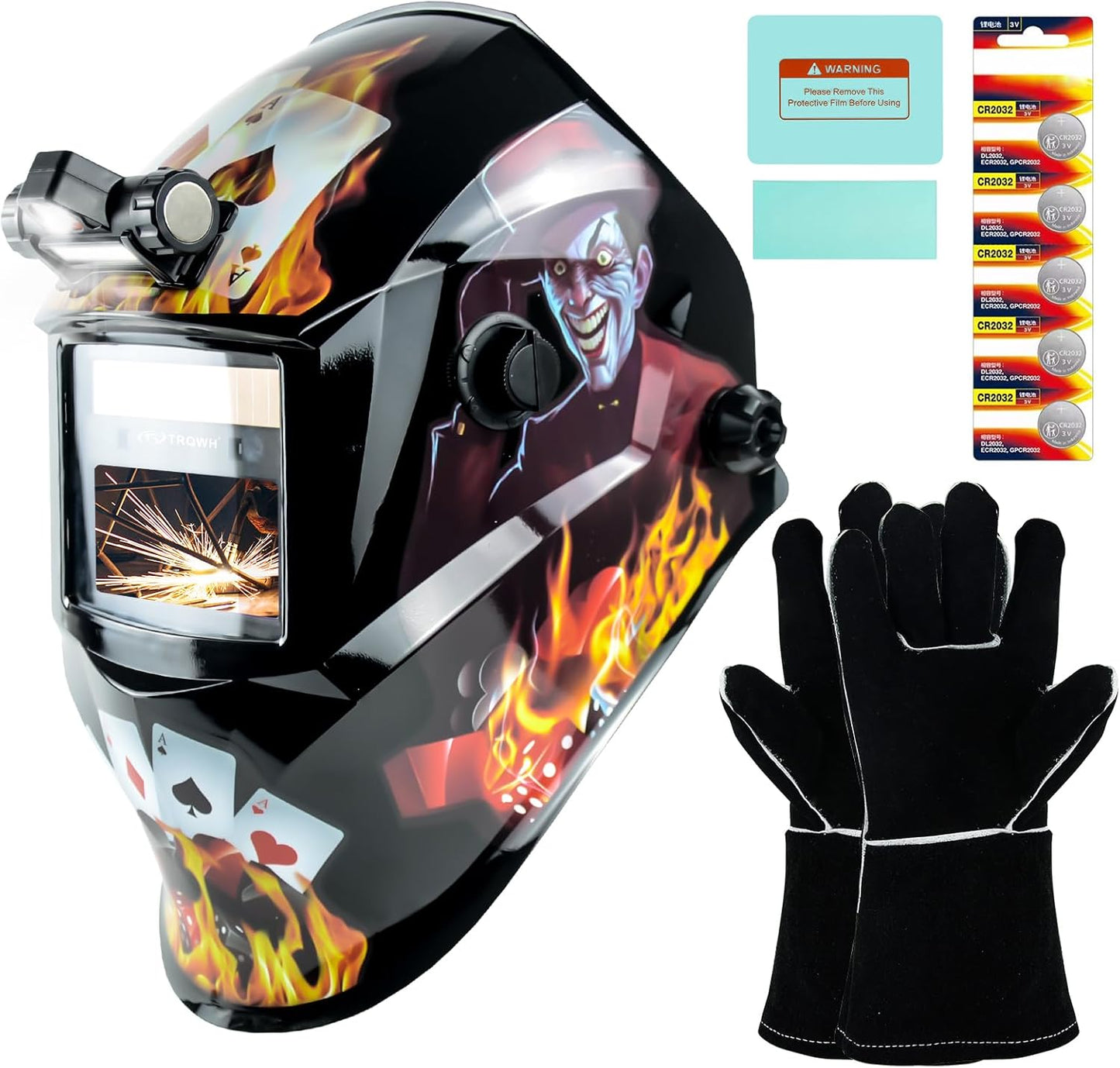 Welding Helmet Auto Darkening Welding Hood with Light True Color 1/1/1/2 Top Optical Clarity Wide Shade 9-13 Welder Helmet Welding Mask with Grinding (KTS-HD105)