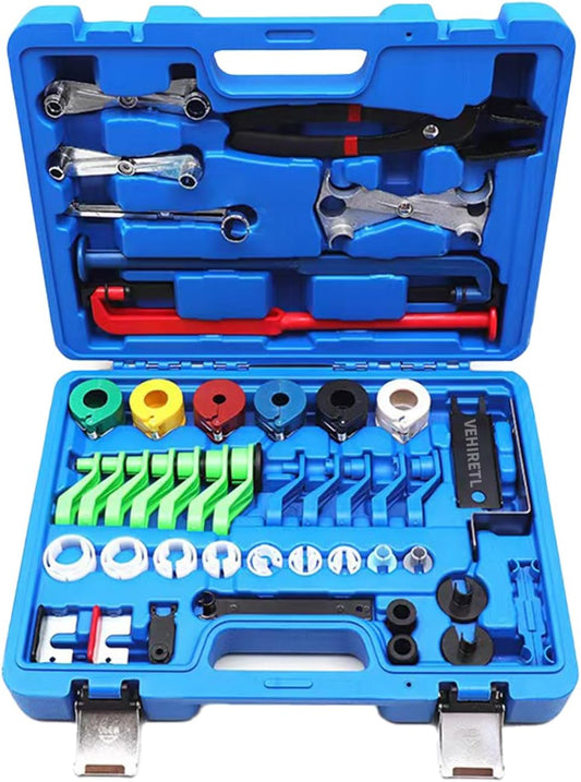 45pcs Master Quick Disconnect Tool Set Fuel Line Disconnect Tool Kit for Automotive A/C Fuel & Transmission Systems, Fuel Line Removal and Separator Tool Compatible with GM Ford Chrysler