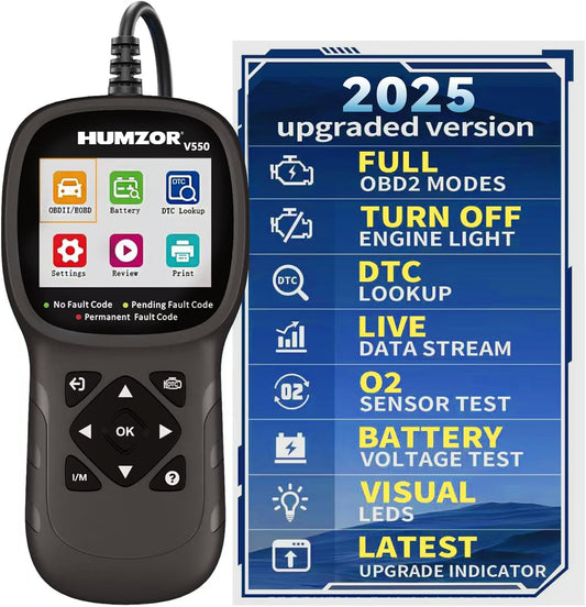 V550 OBD2-Scanner, Battery-Tester, Enhanced Car-Diagnostic-Tool Read & Clear Engine Fault Codes, CAN Scan Tool for All OBD2 Cars 1996+, 40,000+DTC, Live Data(Black)