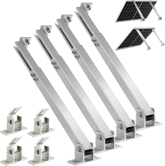 2 Sets Solar Panel Tilt Mount Brackets, 14-27IN Adjustable Solar Panel Rack, Support up to 100-450 Watt Mounting Bracket Set, Portable Stand for Roof RV Boat