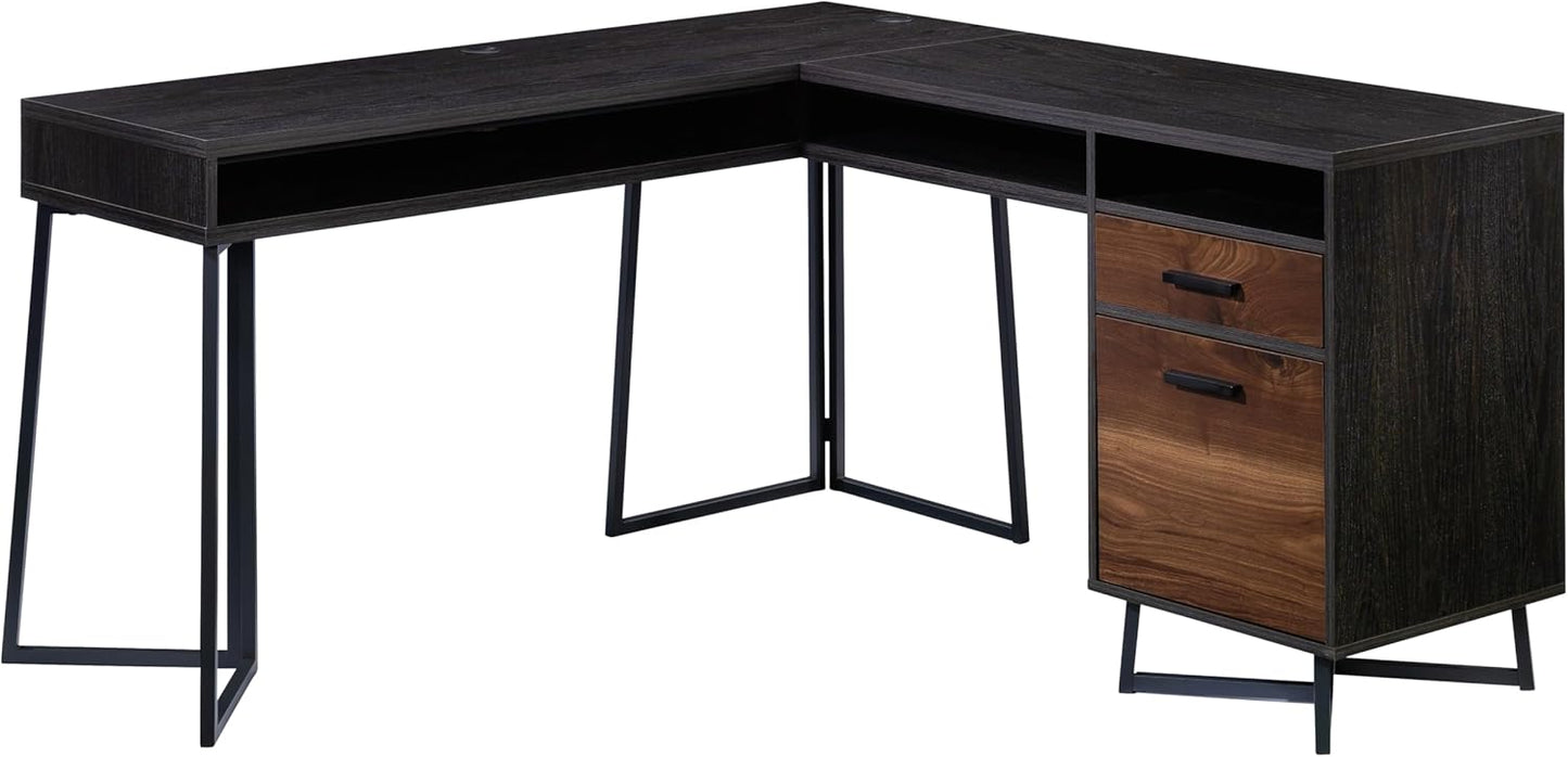 Sauder Canton Lane L Desk, Brew Oak Finish