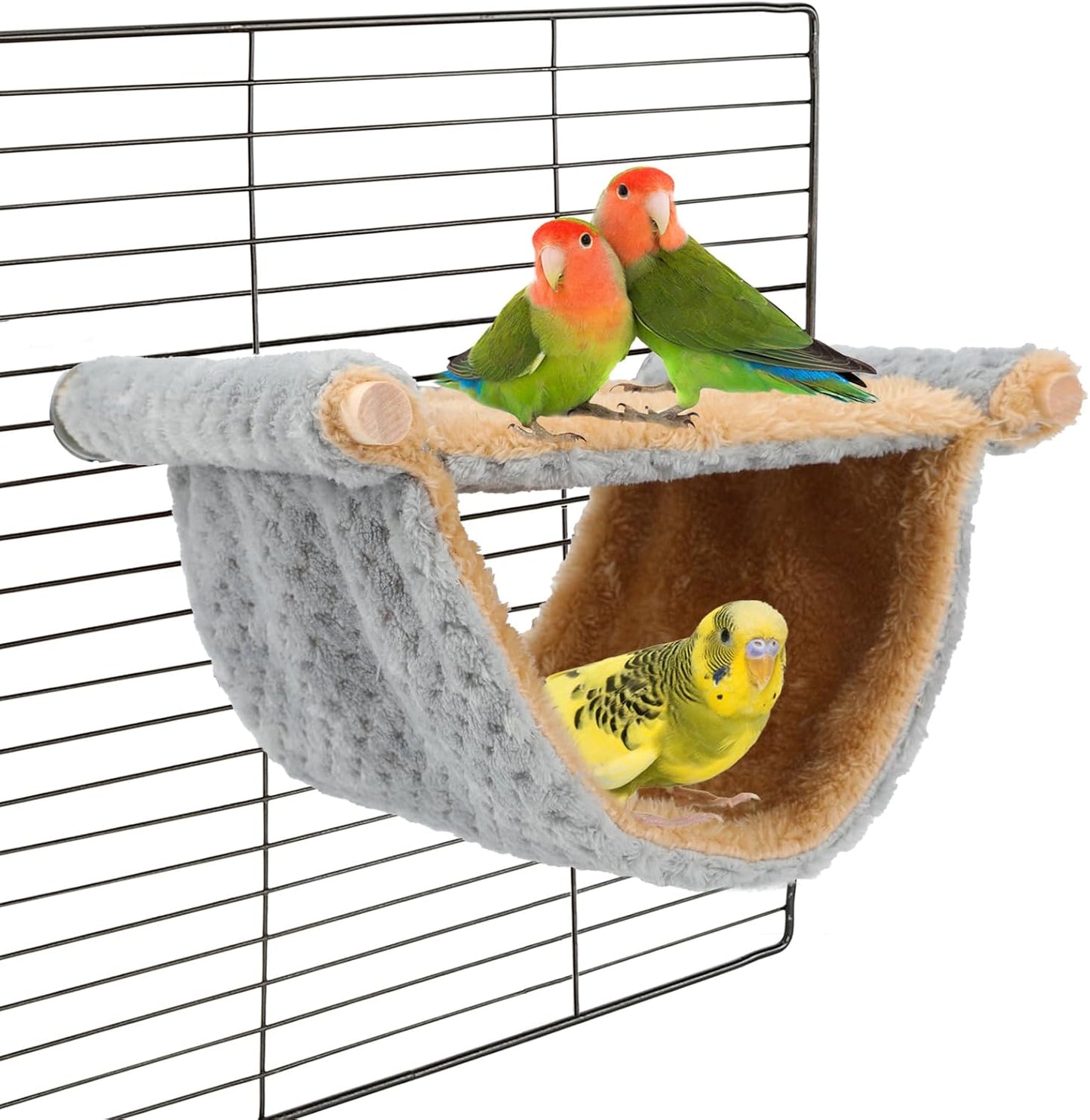 BWOGUE Winter Warm Bird Nest Bed Hanging Hammock Snuggle Hut Parrot House Tent Toy Bird Cage Perch for Parakeet Budgies Cockatiels Lovebird Cockatoo Finch Hamster Chinchilla Guinea Pig(Medium, Grey)