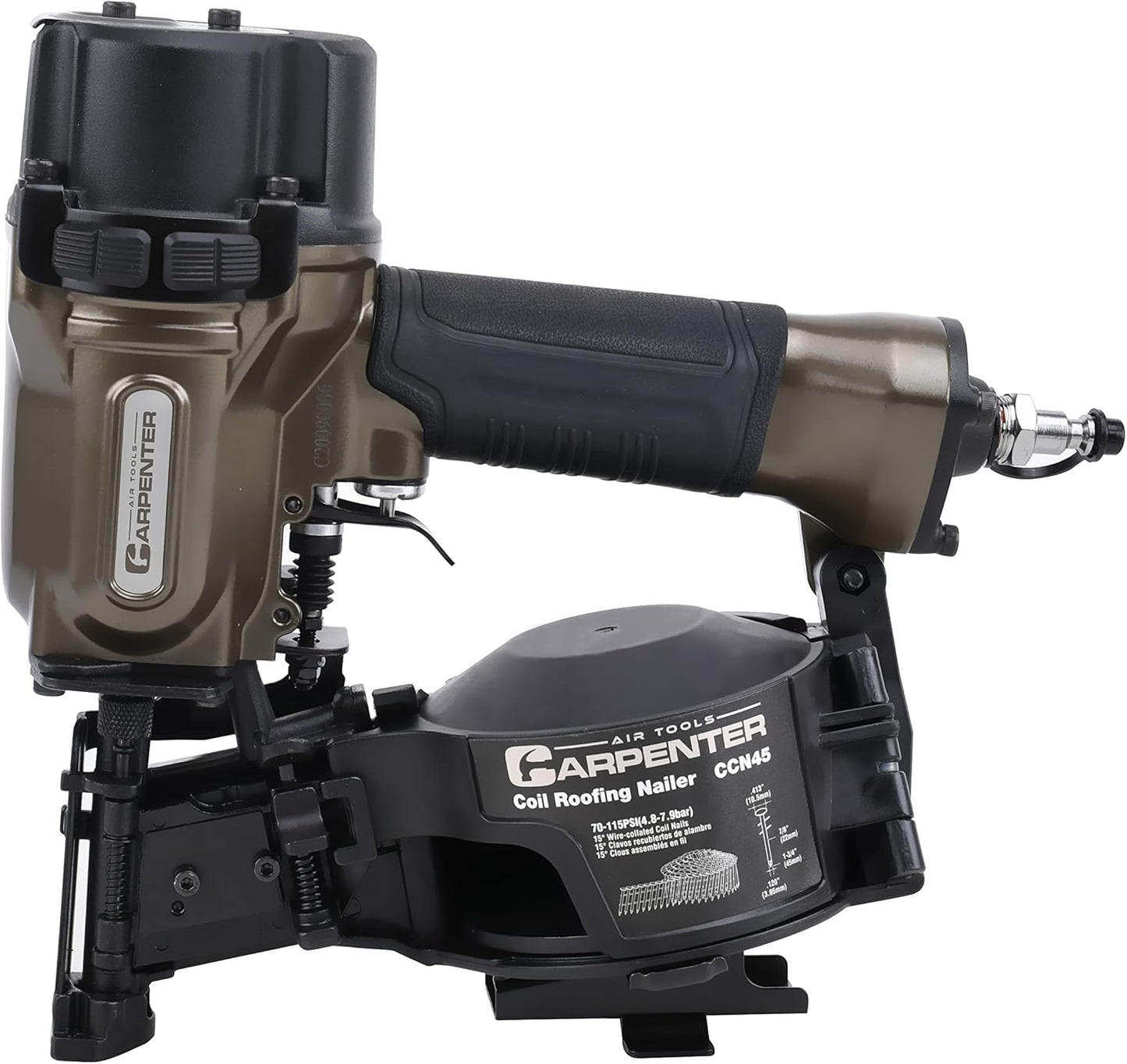 CCN45 7/8" To 1 3/4" 15° Pneumatic Coil Roofing Nailer