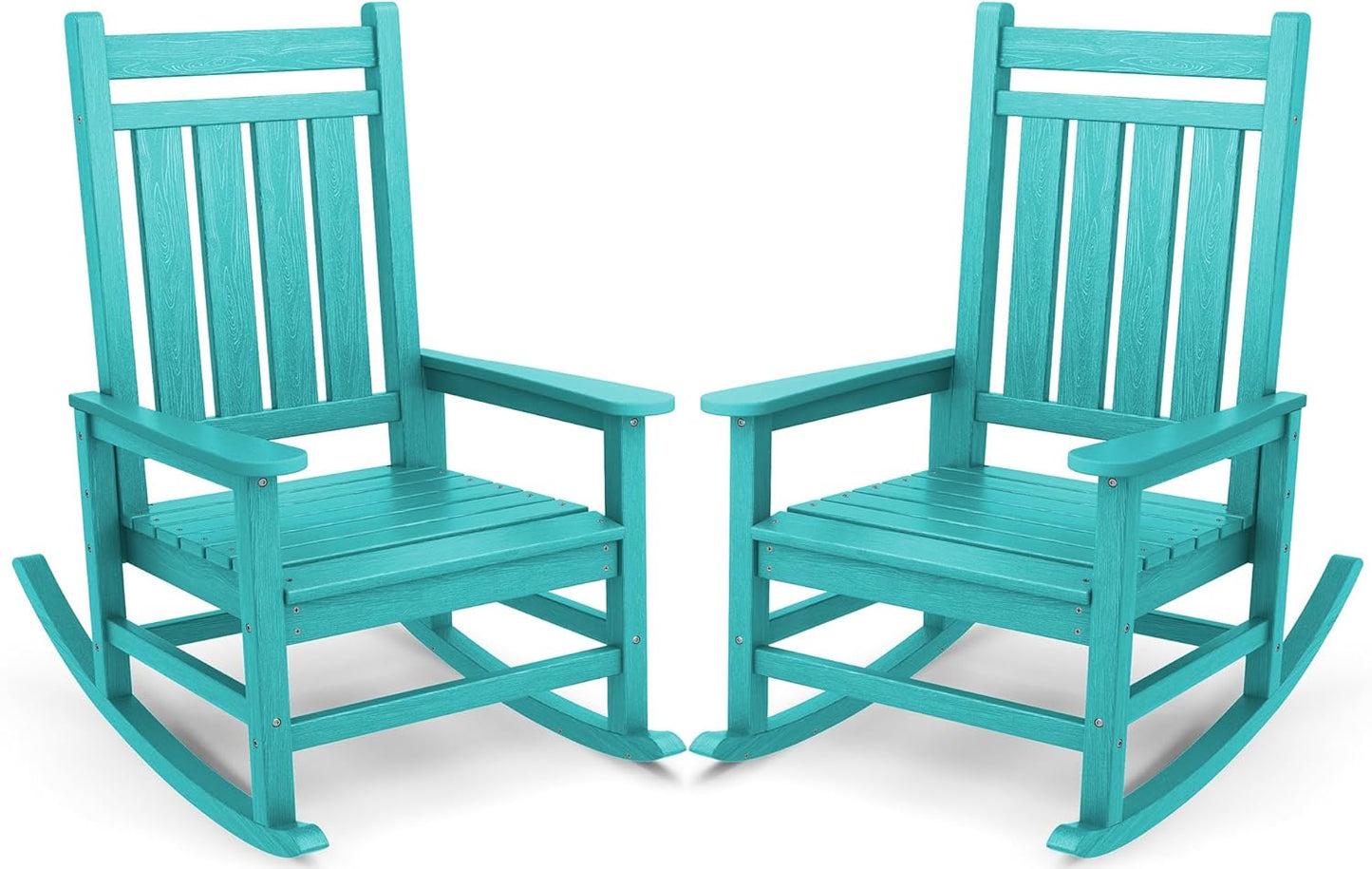 SERWALL Oversized Outdoor Rocking Chair Set of 4, HDPE Rocker for Adults, Patio Rocking Chairs for Porch, Black