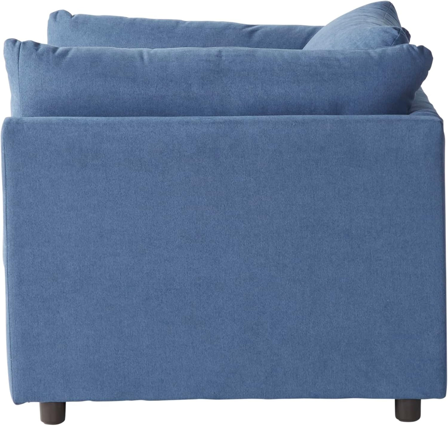 Roundhill Furniture Enda Oversized Living Room Pillow Back Cuddler Arm Chair with Ottoman, Image Navy