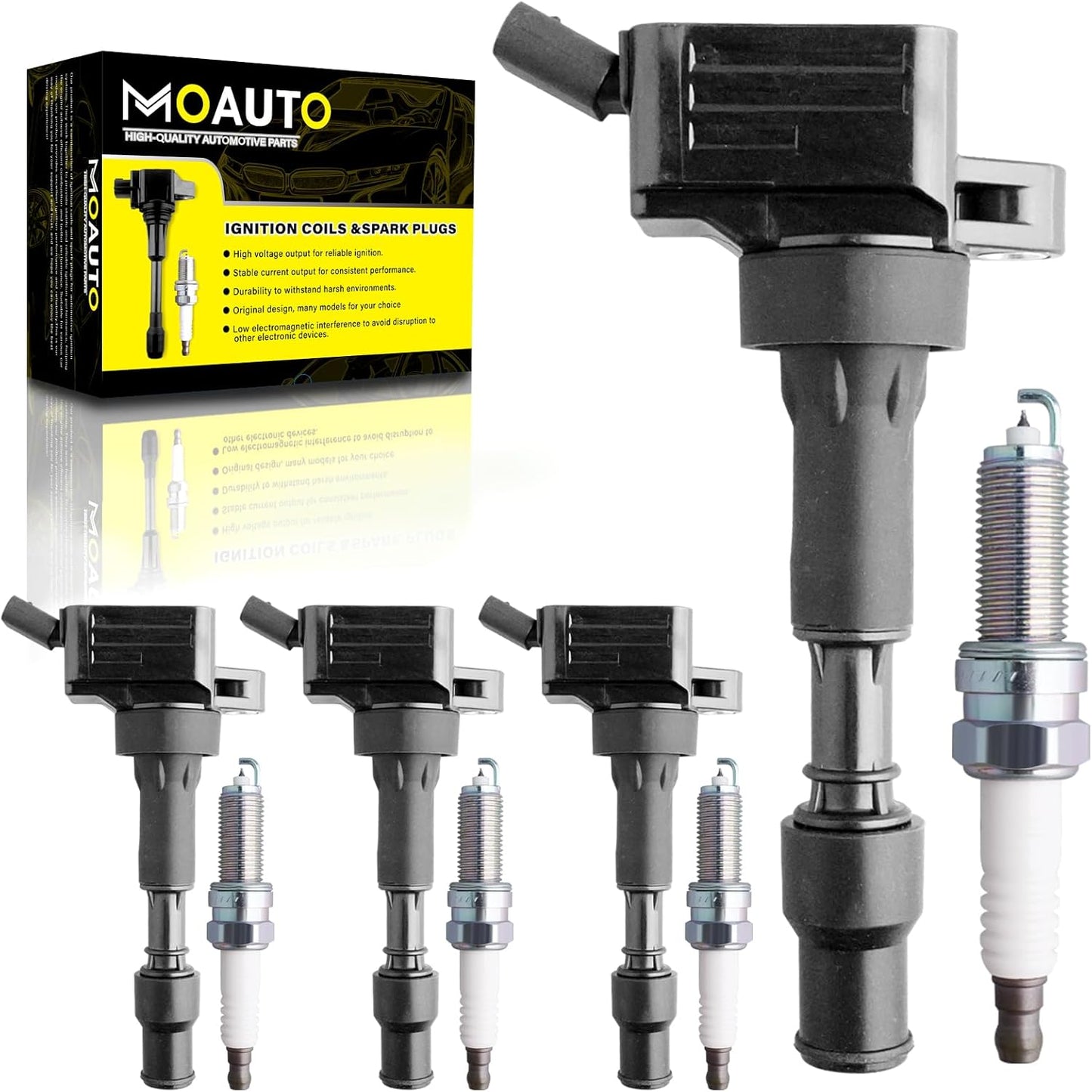 Set of 3 Ignition Coils Pack UF681 1321580003 & 3 PCS Iridium Spark Plugs Compatible with 2005-2015 Smart Fortwo 1.0L 0.8L Electric