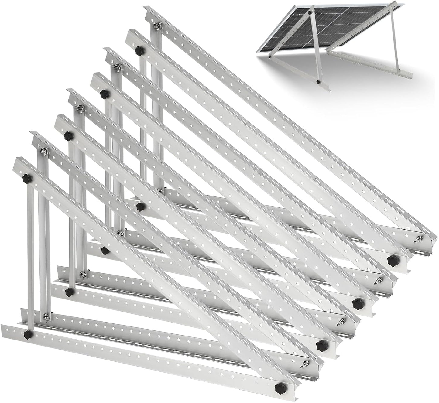 2 Sets Solar Panel Tilt Mount Brackets, 14-27IN Adjustable Solar Panel Rack, Support up to 100-450 Watt Mounting Bracket Set, Portable Stand for Roof RV Boat