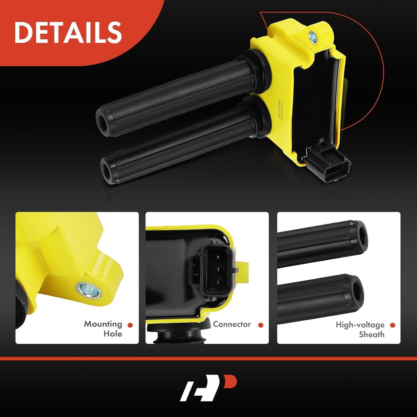 A-Premium (Yellow) Engine Ignition Coil Pack Compatible with Ram 1500 2500 3500 & Jeep Grand Cherokee, Wrangler, Commander & Dodge Ram 1500, Charger, Durango, Challenger, Magnum & Chrysler 300, Aspen