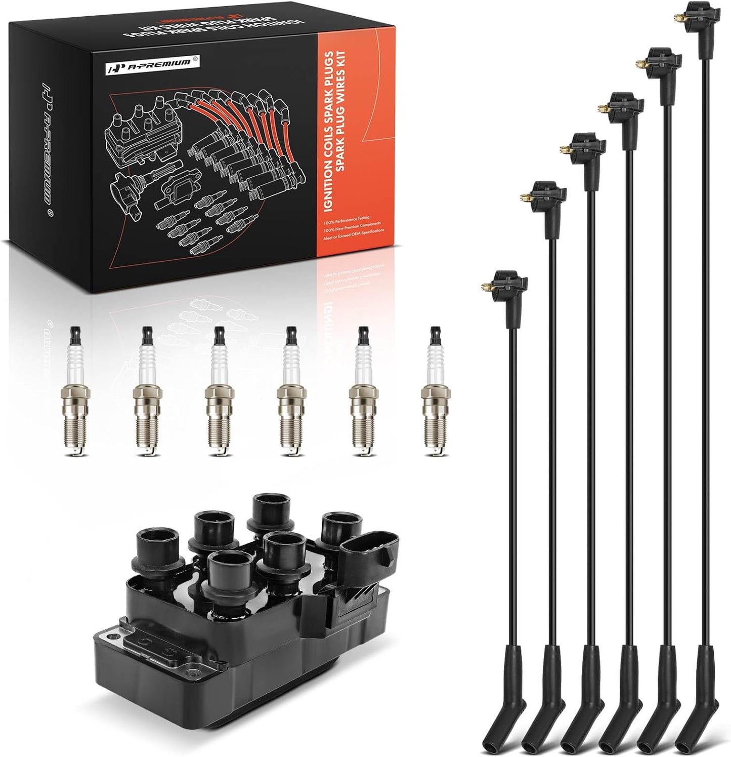 A-Premium Ignition Coils and Spark Plugs Kits Compatible with Ford Taurus 1996-2000, Ranger 1998, Contour/Windstar 1995-2000 & Mazda B3000 1997-2000, MPV 2000-2001 & Mercury Sable 1996-2000, 2.5L 3.0L