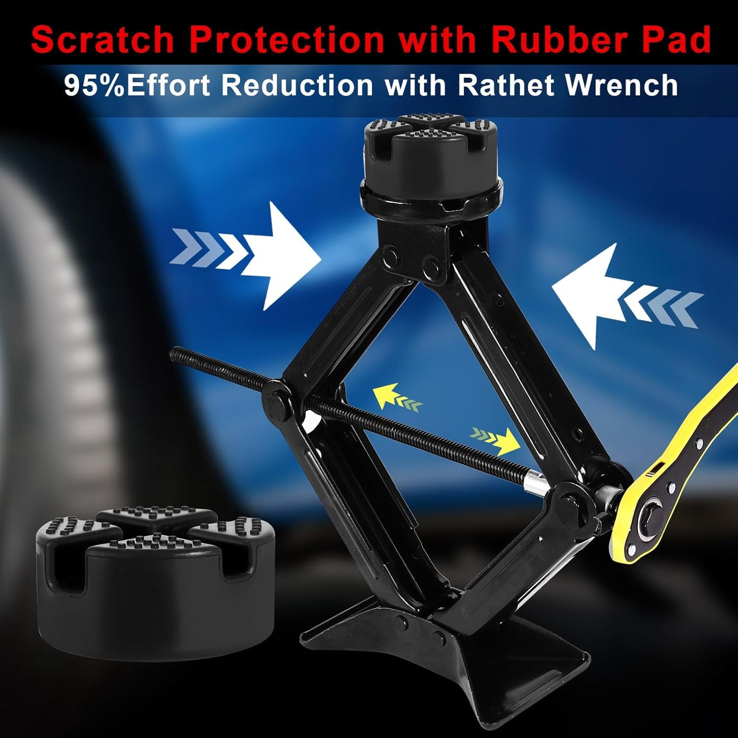 Car Jack Kit 2.5 Ton (5512 lbs),Scissor Jack for Car with Rubber Pad, Equipped with Upgraded Cross Wrench, Portable tire Jack Replacement kit, and SUV MPV car Emergency