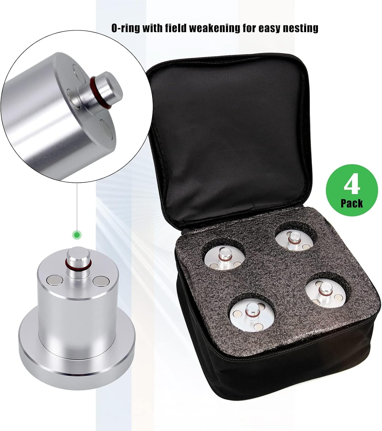 RULLINE Jack Lifting Jack Pad Lift Point Adapter with Magnetic and Easy to Hold on Corner Compatible with Rivian R1T R1S -4 Pack with Storage Aluminum