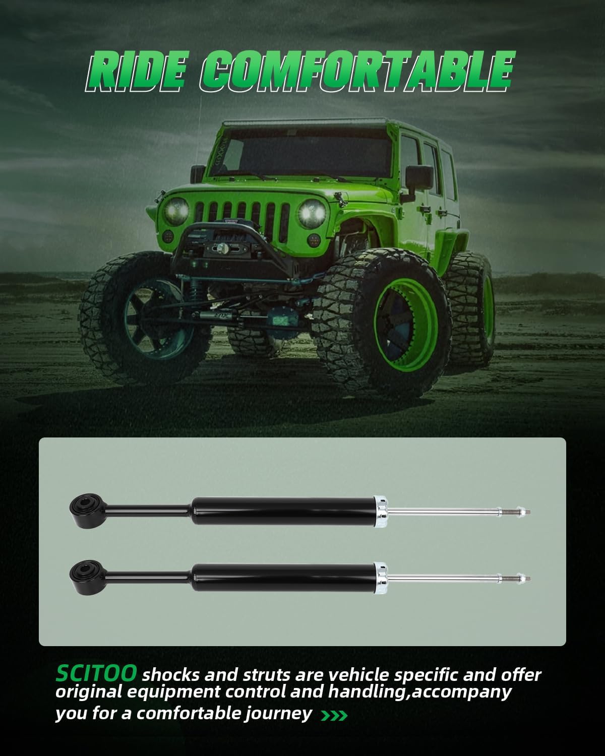 SCITOO - Rear Shock Absorbers for Jeep Fits 2014 2015 2016 2017 2018 for Jeep Cherokee Shocks 37358 Shocks Struts - 2Pc Set