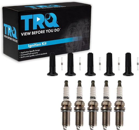TRQ Ignition Coil Boots & Iridium Spark Plug Kit Set for Colorado Canyon H3 H3T