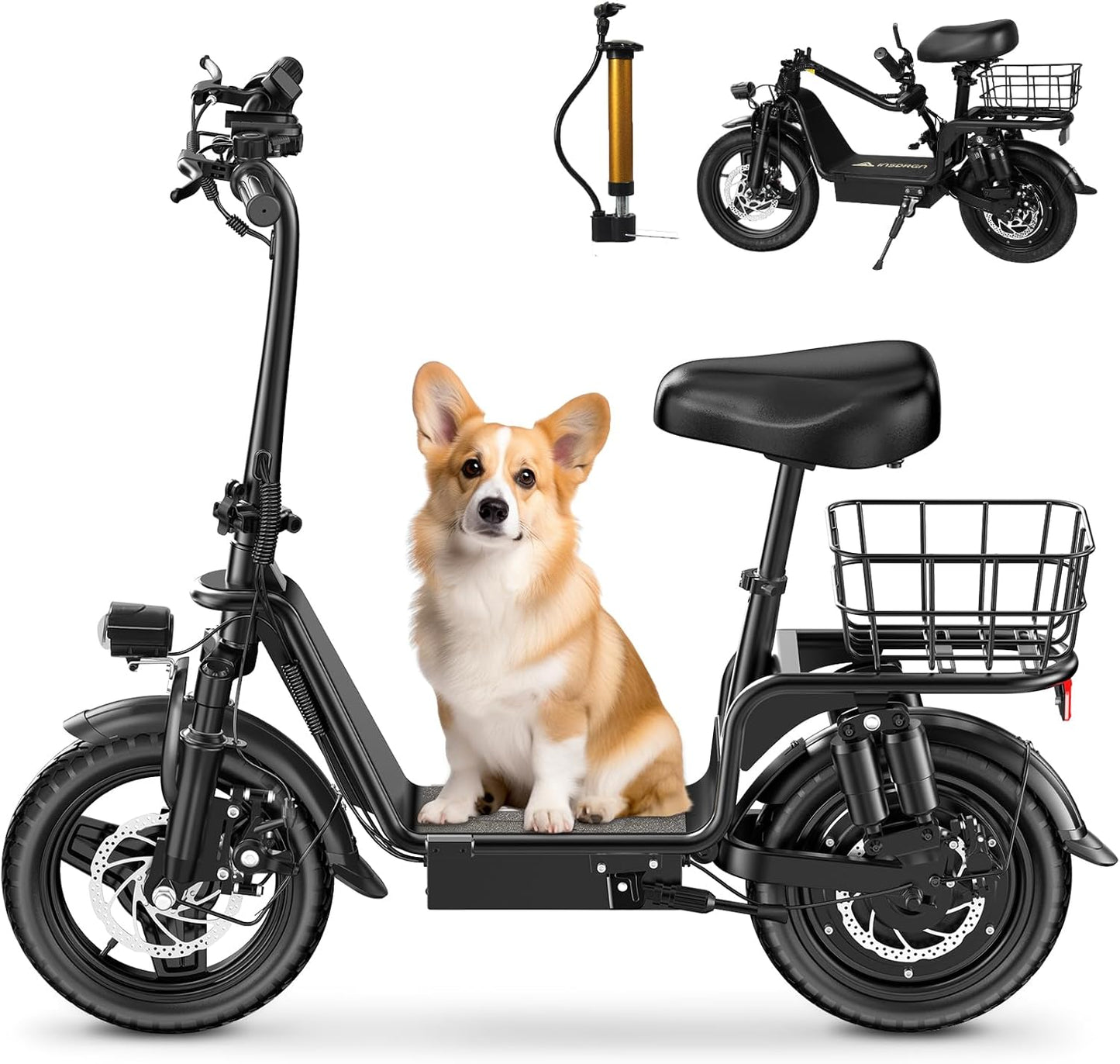 C14 Electric Scooter for Adults with Seat – High-Performance, Foldable E-Scooter with 900W Peak Power, 20MPH, 28-Mile Range, and Dual Disc Brakes,High Strength Frame,330lbs Max Load - Black