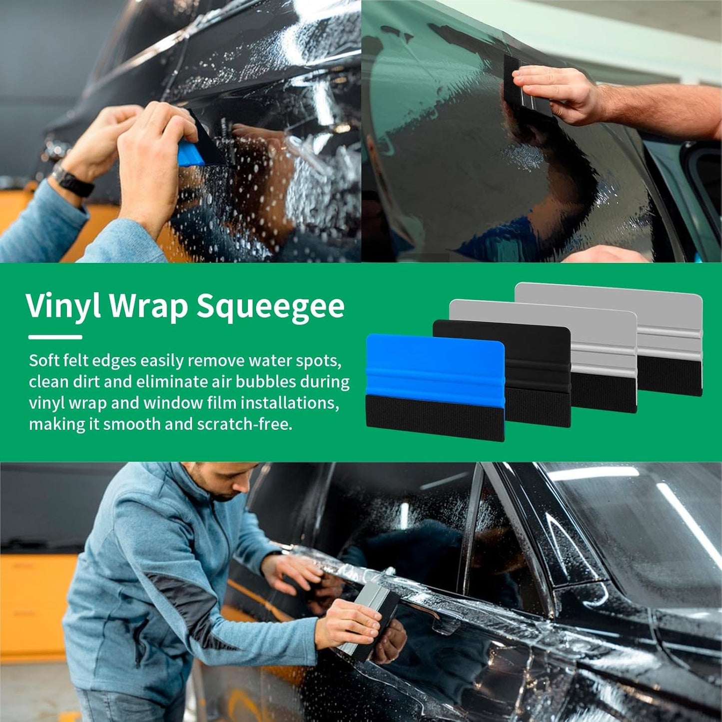 Vehicle Vinyl Wrap Applicator Tool Kit Car Wrap Squeegee Kit Automotive Window Tint Tools with Vinyl Wrap Magnetic Holder for Car Wrapping