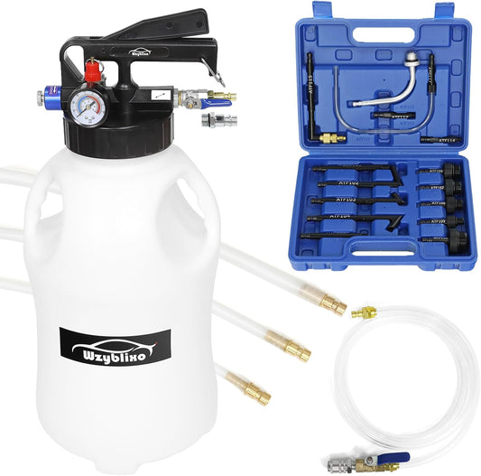 10L Transmission Fluid Pump and Oil Extractor Pump,10L Automatic Transmission Fluid Pump Fluid Extractor/Dispenser for ATF Filler System with 15 Pieces ATF Filler Adapters and 4 Hoses (BLUE, 10L)