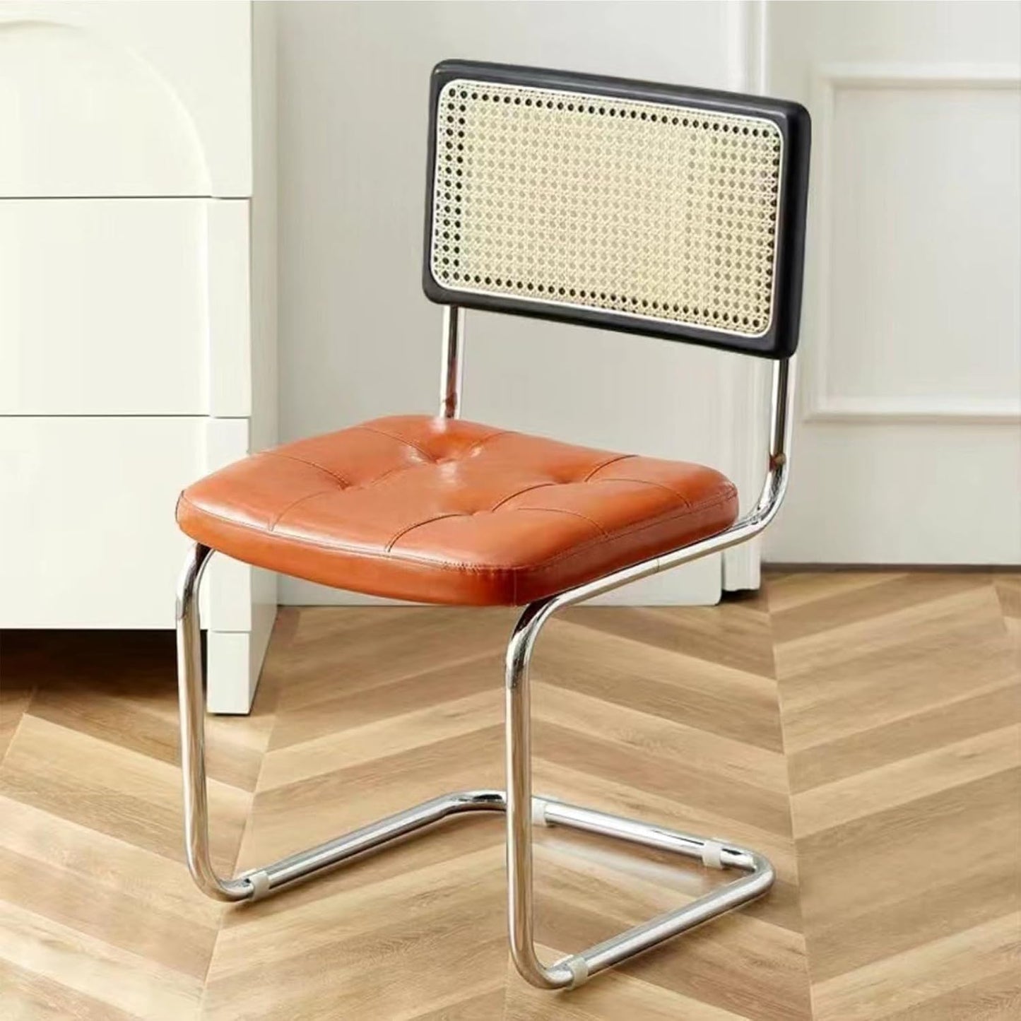 XCHEN Kitchen Table Chairs，Armchair，Living Room Chairs，Small Rattan Cushion Chair for Home use, Cafe, Hotel, homestay, Leisure, Antique Chair(BBlack)