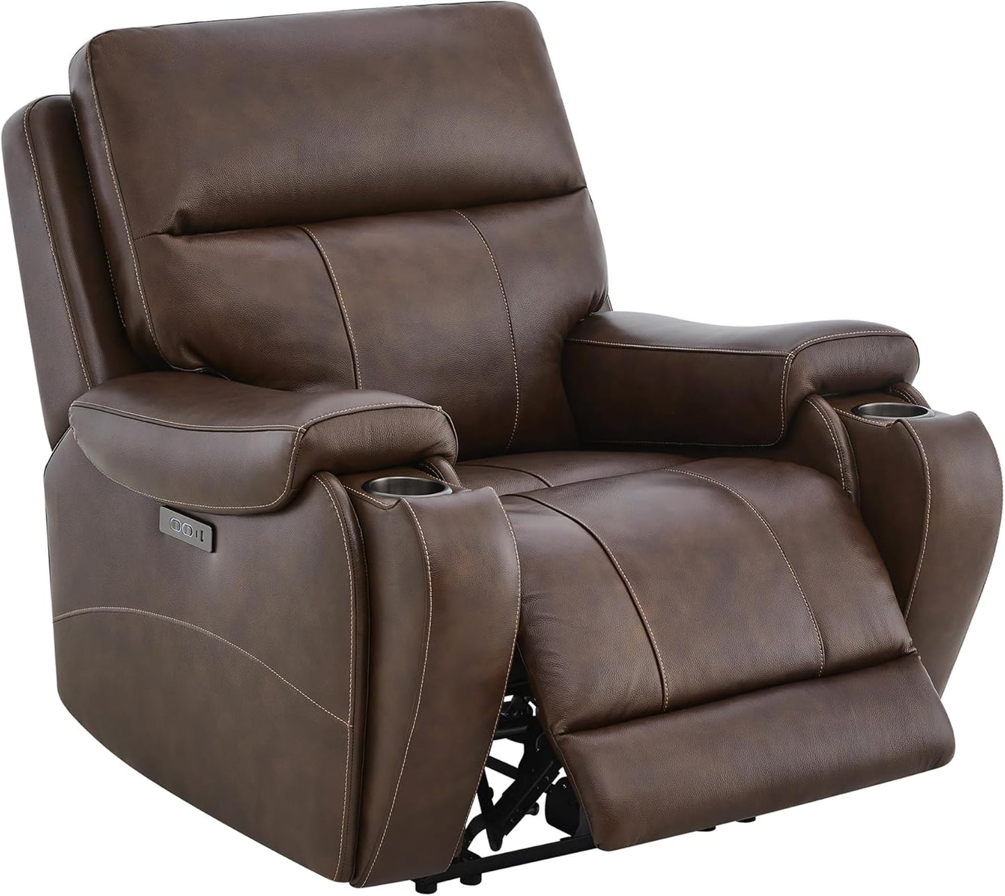 CHITA Power Zero Gravity Recliner Chair, Genuine Leather Recliner Chair for Adults, Adjustable Reclining Sofa Lounge with Hidden Slide-Out Cupholders, USB and Type-C Ports, Creamy Grey