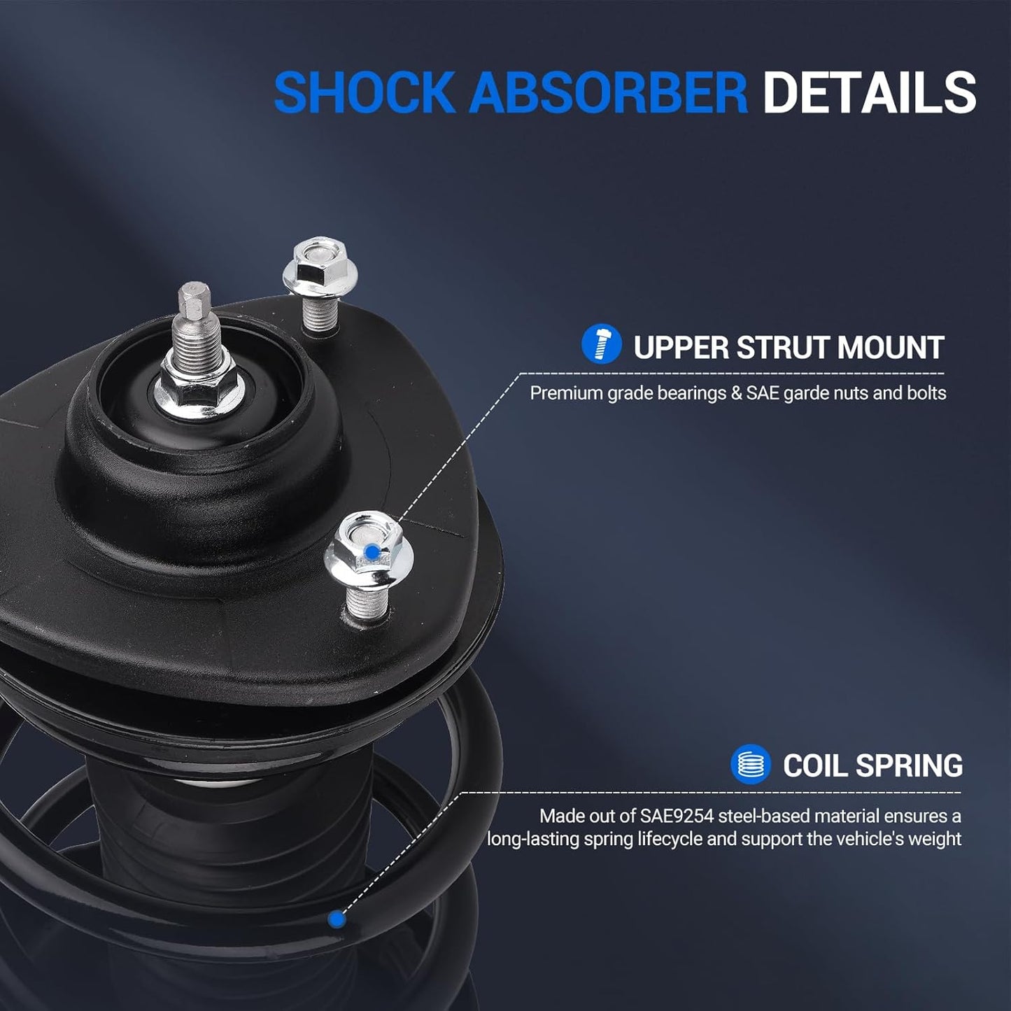 Autoround Front Complete Shock Absorber 172537 172536 Compatible with Honda Odyssey 2005 2006 2007, Left & Right Struts with Coil Spring Assembly