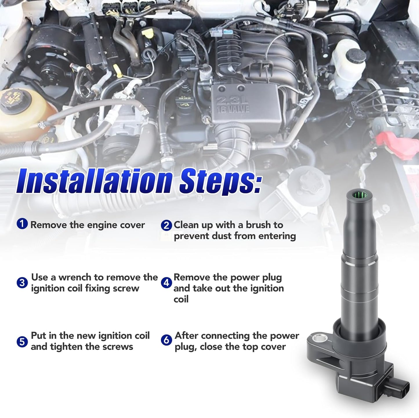 Set of 6 Ignition Coil Pack and Spark Plugs fits for Hyundai Sonata Santa Fe Azera Entourage Veracruz Kia Sorento Sedona Amanti 2006 2007 2008 2009 2010 2011 3.3 3.8 V6 Replaces UF546