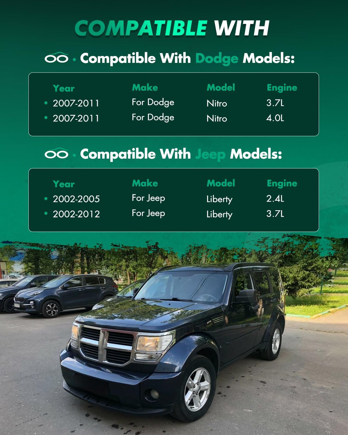 SCITOO Front + Rear Pair Complete Strut Coil Spring Assembly Replacement Struts Shocks Fit for 07 08 09 10 11 for Dodge Nitro,02 03 04 05 06 07 08 09 10 11 12 for Jeep Liberty - Excludes Diesel Models