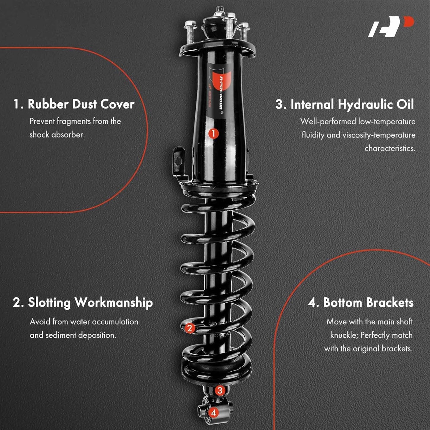 A-Premium Rear Complete Strut & Coil Spring Assembly Compatible with [AWD] Lexus IS250 2006-2013, IS350 2011-2013, Sedan, 2-PC Set