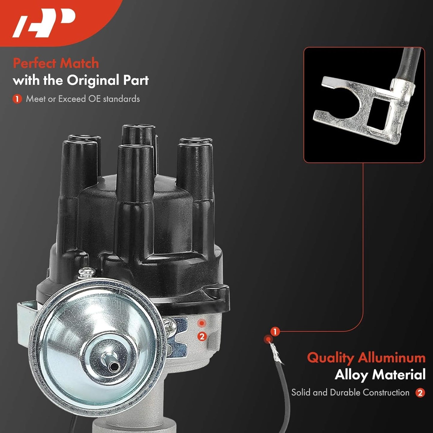 A-Premium Ignition Distributor with Cap and Rotor Compatible with Chevrolet Malibu, Impala, Camaro, Suburban, Chevelle, Blazer, Caprice & GMC & Buick & Checker & Oldsmobile & Pontiac & Studebaker