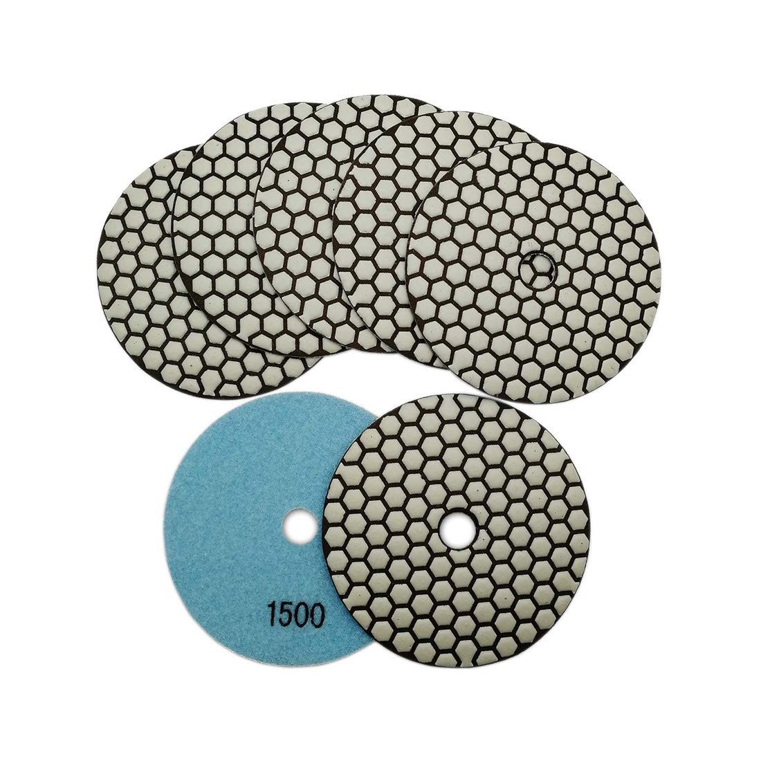 SHDIATOOL 5 Inch Dry Diamond polishing Pads Grit 50 for Granite Marble Quartz(7-Pack)