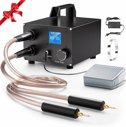 Seesii Dual Farad Spot Welder, 250 Gears Adjustable 3000F Capacitor Battery Spot Welder with 1.8'' LCD Display,Portable Spot Welder for 0.1-0.3mm Nickel Strip Welding, Ideal for Battery Pack Making