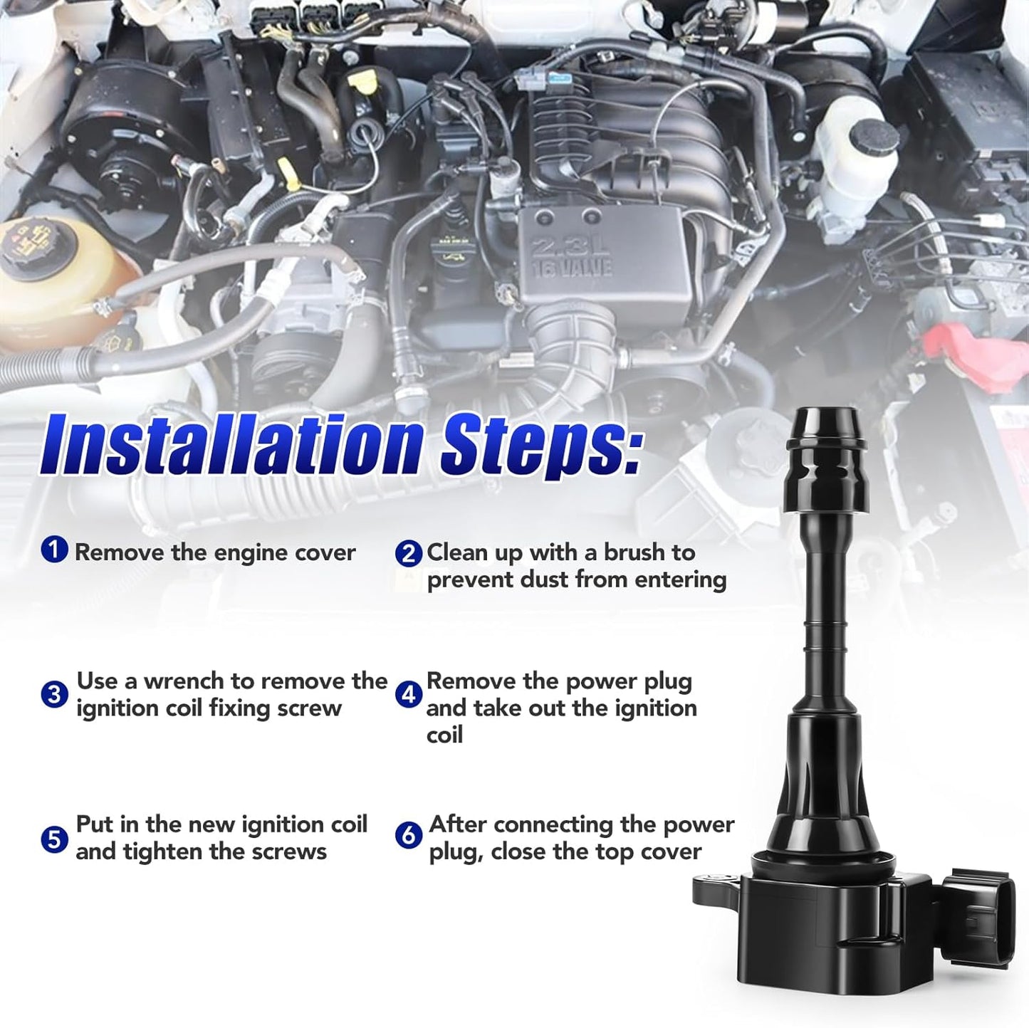 Set of 6 Ignition Coil Pack and Spark Plugs fits for Infiniti FX35 G35 M35 Nissan 350Z 2003 2004 2005 2006 2007 2008 3.5 V6 Replaces# UF401 4469