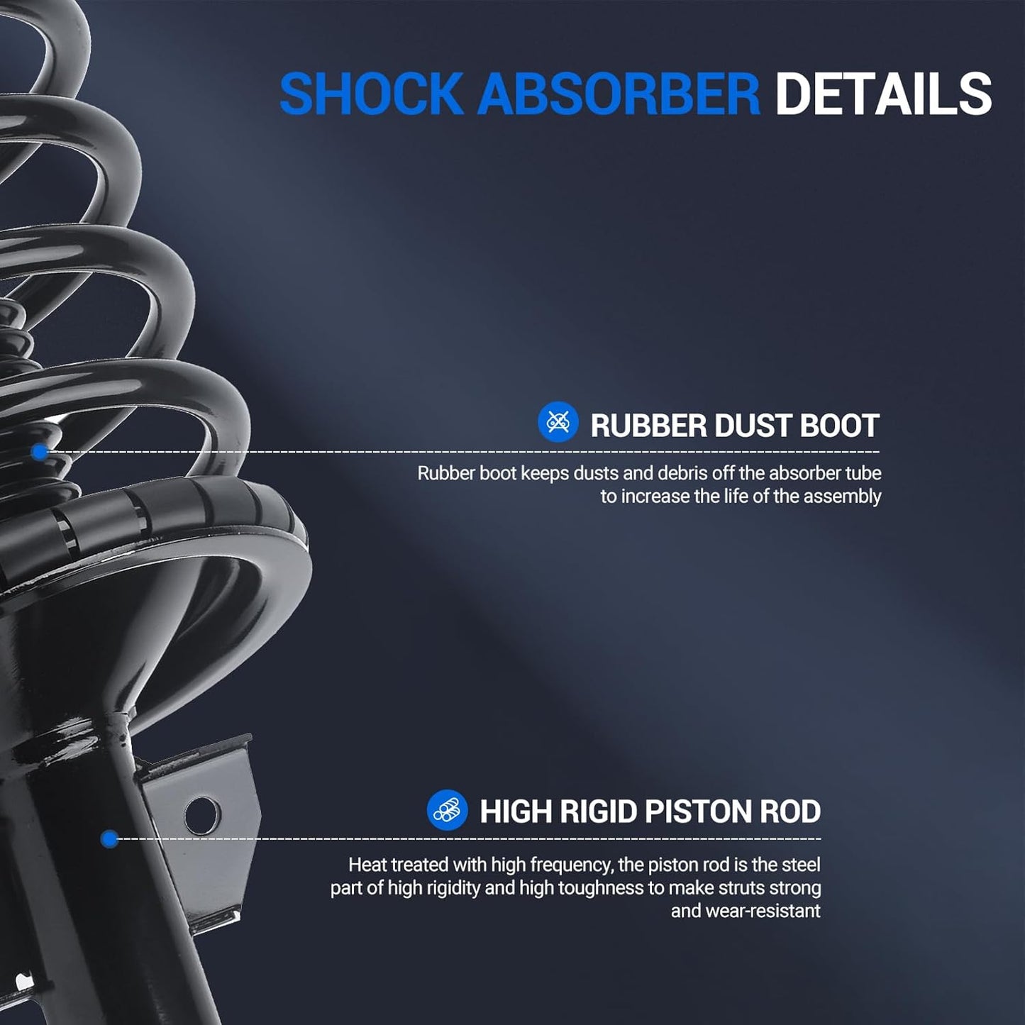 Autoround Front Pair Complete Strut & Coil Spring Assembly Compatible with Ford Mustang 2005 2006 2007 2008 2009 2010, 172138 (Set of 2)