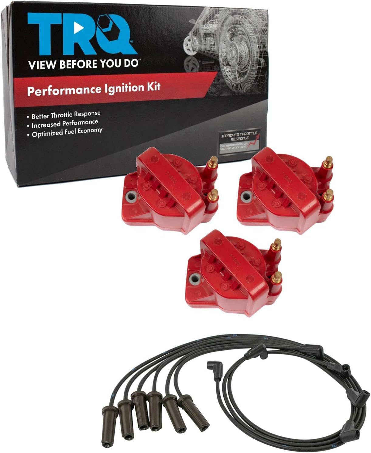 TRQ Ignition Kit Ignition Coil Spark Plugs Wire Set Compatible with 2005-2009 Buick LaCrosse 2007-2008 Lucerne 1999-2004 Regal 2000-2005 Chevrolet Impala Monte Carlo 1999-2008 Pontiac Grand Prix
