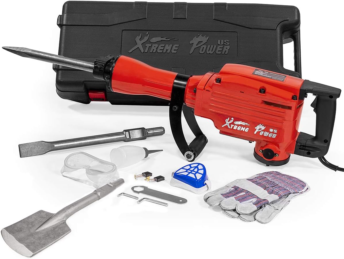 XtremepowerUS 2200W Electric Demolition Jack Hammer Concrete Breaker Punch Drill Chisel & Shovel Digging Bits w/Case