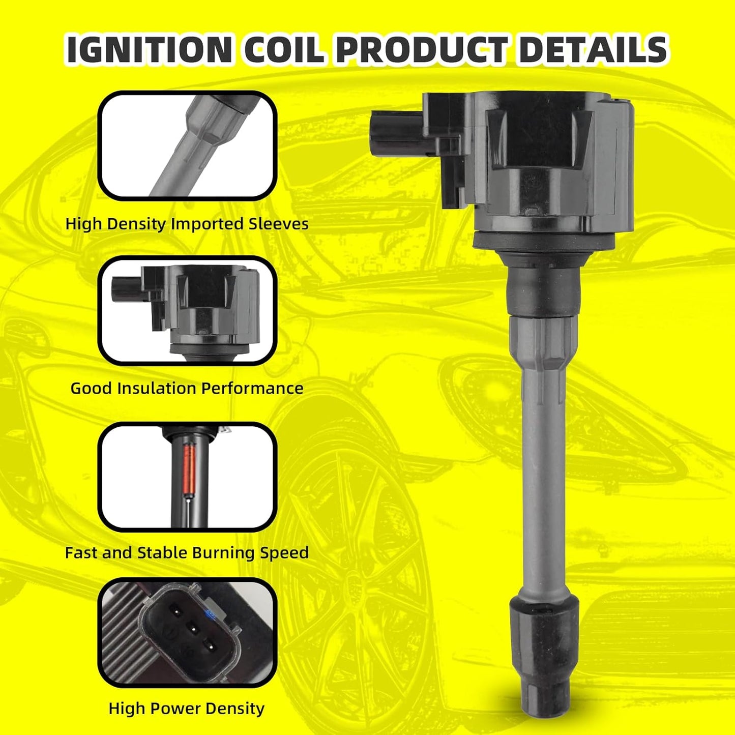 Set of 4 Ignition Coils Pack UF781 3052059B013 & 4 PCS Iridium Spark Plugs Compatible with Honda Accord CR-V Civic Insight RDX 2017-2021 1.5L 2.0L