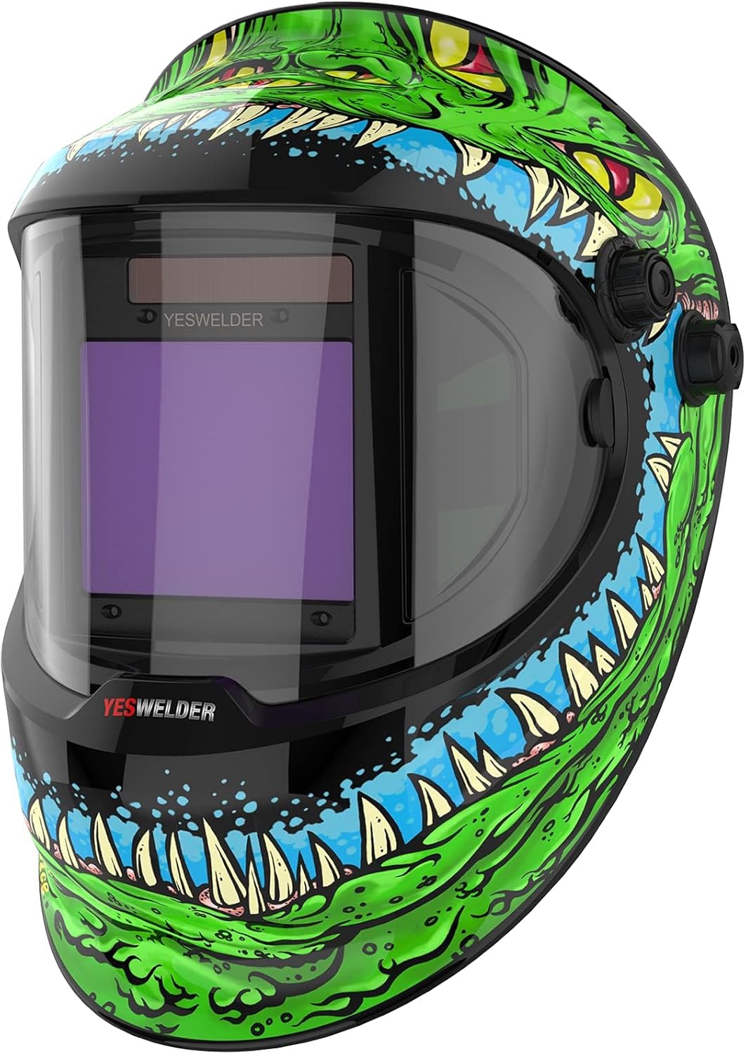 YESWELDER Auto Darkening Welding Helmet with SIDE VIEW, 180° Panoramic View, 1/1/1/1 True Color Solar Powered Welder Hood, Wide Shade 3/5-9/9-13 Welder Mask for TIG MIG ARC CUT and GRIND, LYG-Q800D