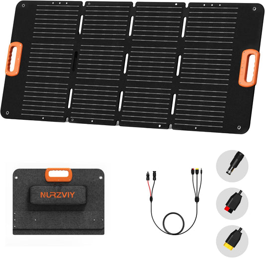 100W Portable Solar Panels, Foldable 100 Watt Solar Panel for Power Station, Folding Solar Charger with Adjustable Kickstand IP67 Waterproof & Lightweight for Camping, Outdoor, Rv